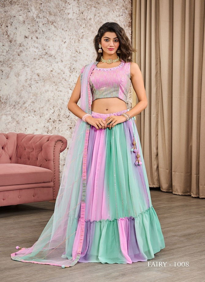 Fairy By Jivora Premium Georgette Party Wear Fancy Crop Top Lehenga Choli Catalog