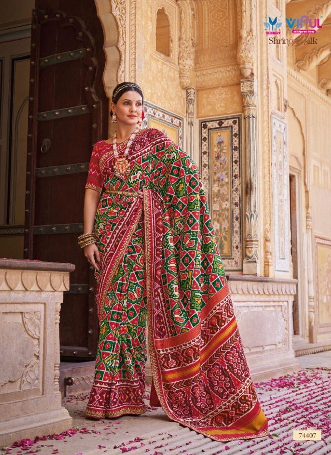 Shringar Silk By Vipul Patola Silk Embroidery Lace Work Designer Saree Catalog