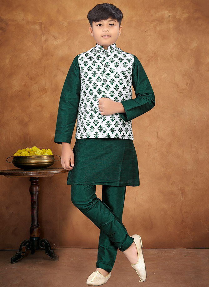 Green And White Colour Outluk Kids Vol 2 Party Wear Wholesale Modi Jacket Kids Wear Catalog 209