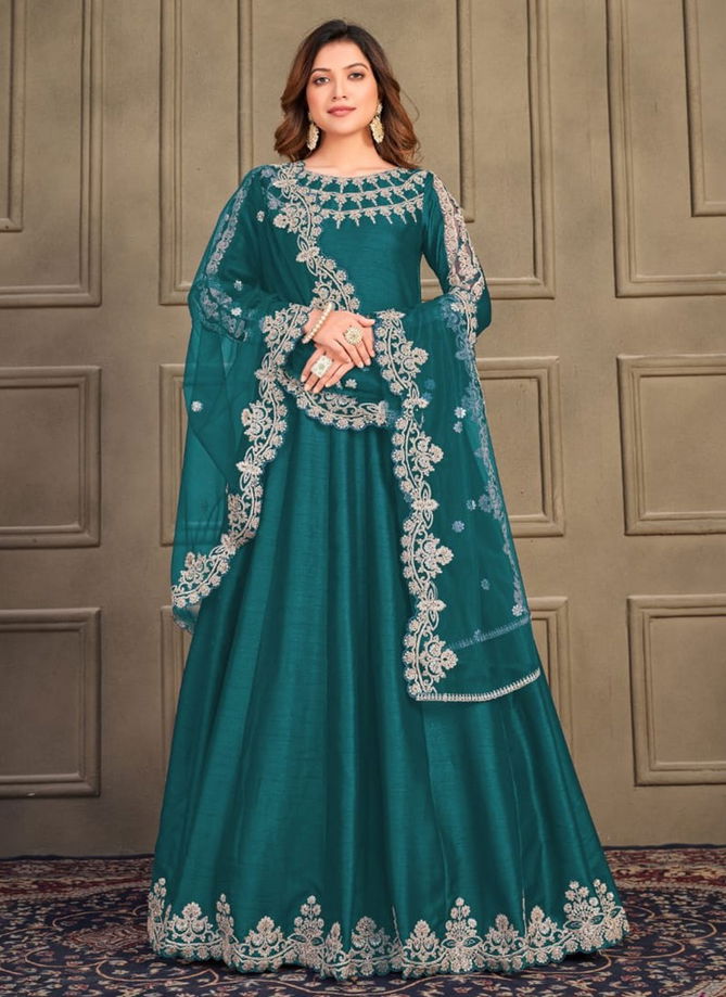 Green Colour Anjubaa Vol 6 Weeding Wear Wholesale Anarkali Suits 10061