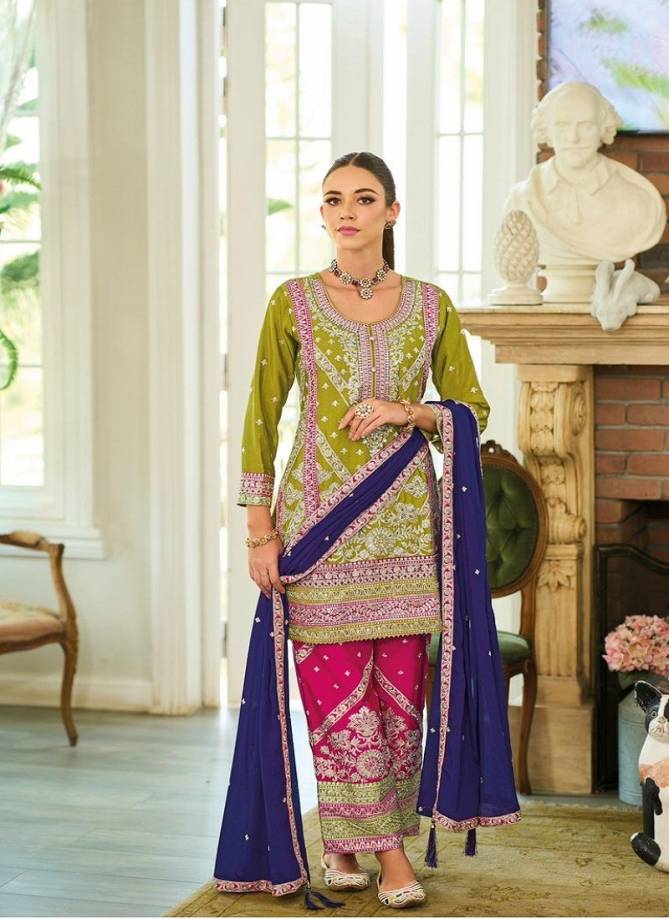 Asees By Eba Chinon Embroidery Plazzo Suits Wholesalers In India
