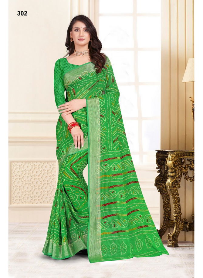 Green Colour Butterfly Vol 5 By Sarita Creation Chiffon Saree Catalog 302