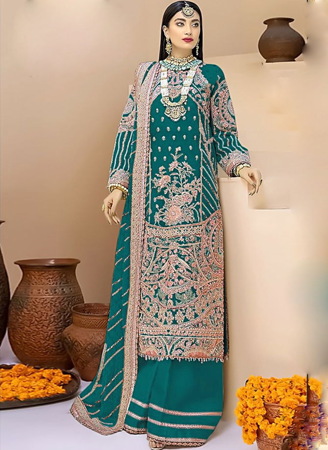 Green Colour Dinsaa Suit 150 Colours Pakistani Suits Catalog 150 F