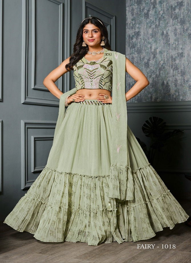 Fairy By Jivora Premium Georgette Party Wear Fancy Crop Top Lehenga Choli Catalog