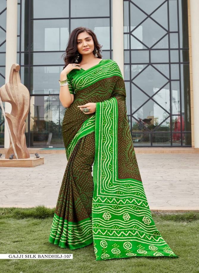 Gajji Silk Bandhej By Girnar Fashion Daily Wear Saree Exporters In India