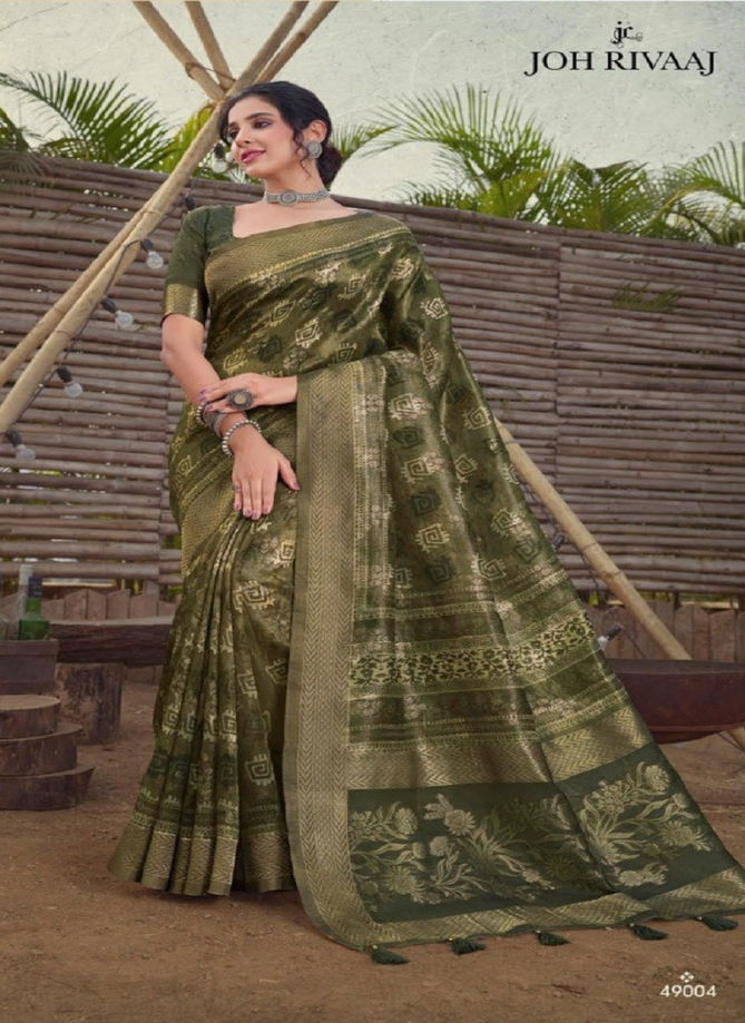 Green Colour Jalakshi By Joh Rivaaj Printed Saree Catalog 49004