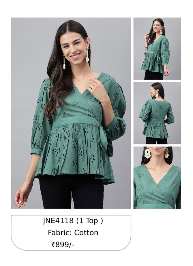 Green Colour Janasya Party Wear Ladies Top Catalog 4118