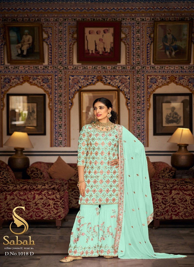 Kalaki By Sabah Faux Georgette Plazzo Suit Dress Material Catalog