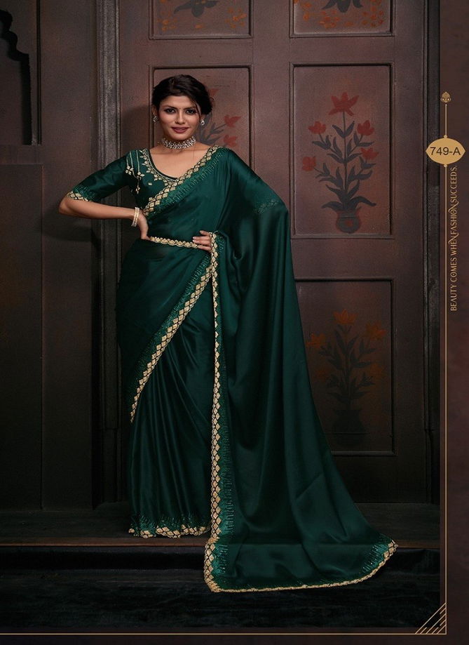 Mehek 749 A TO F Pure Satin Georgette Party Wear Saree Wholesale Market In Surat