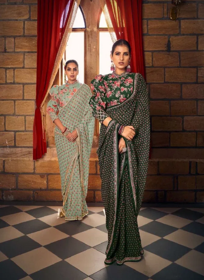 Nayika By Vouch Georgette Fancy Readymade Blouse Saree Surat Wholesale Market