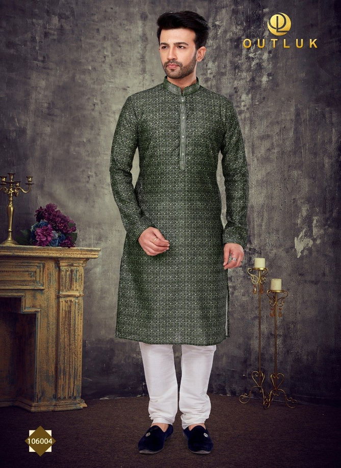 Green Colour Outluk Vol 106 Festive Wear Wholesale Kurta Pajama 106004