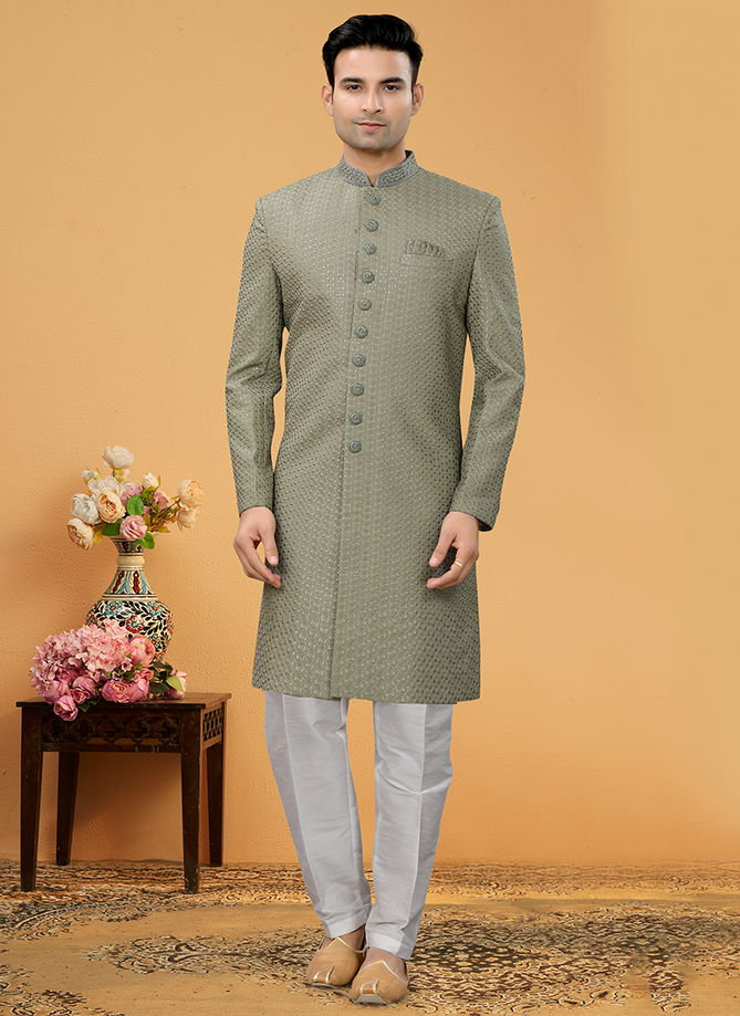 Green Colour Outluk Vol 110 Wholesale Mens Indo western Catalog 110010