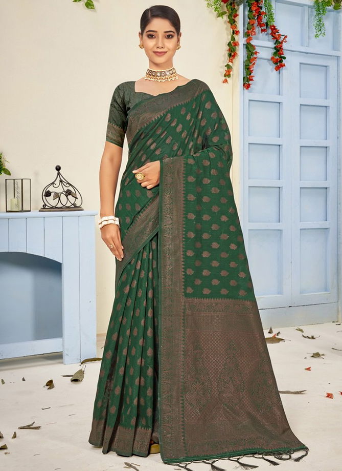 Green Colour Royal Exclusive Wholesale Cotton Sarees Catalog 3347