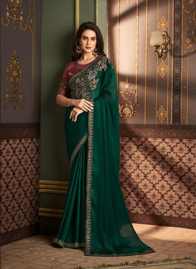 Sandalwood 1202 Colour By TFH Designer Silk Party Wear Saree Wholesale Online