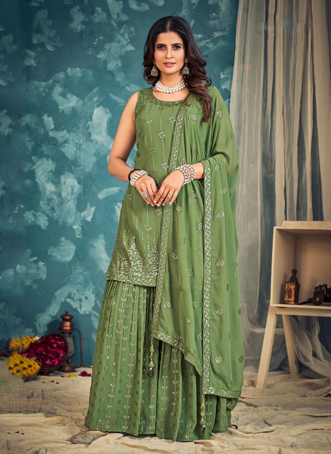 Green Colour Seher By Dresstive 201 To 205 Sharara Suit Catalog 205