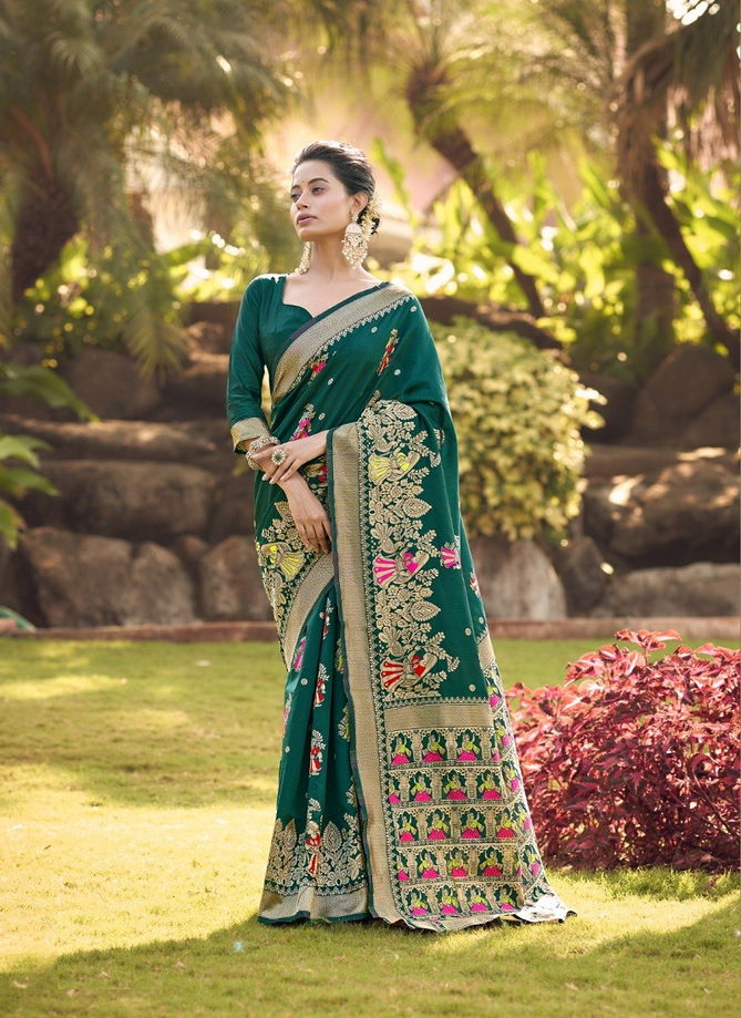 Green Colour Selmae By The Fabrica 18001 To 18006 Silk Saree Catalog 18004