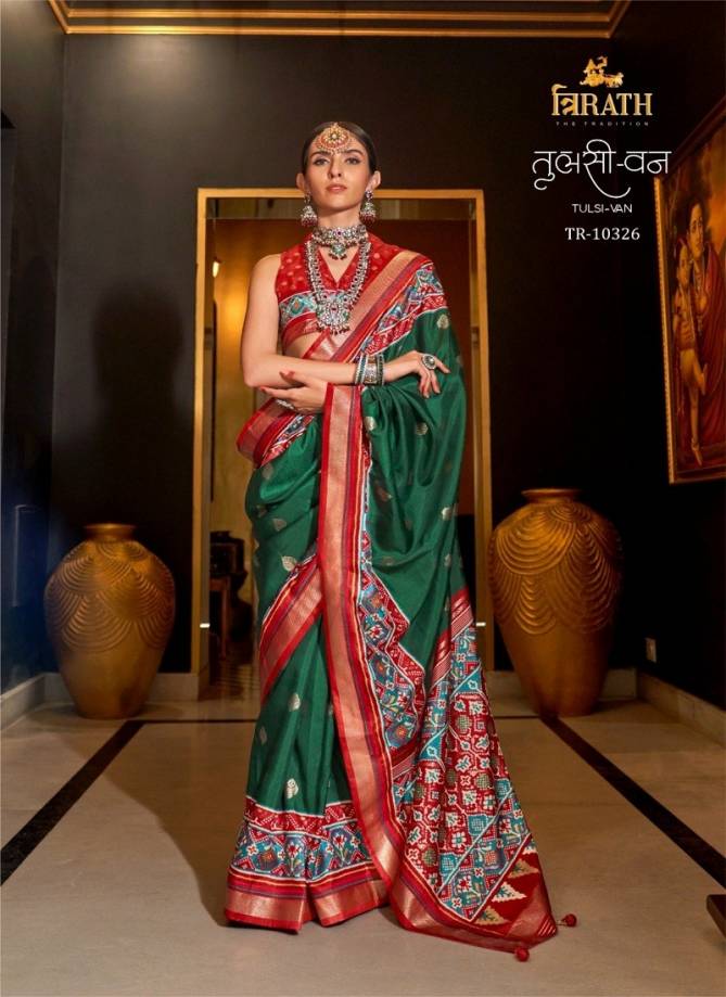 Tulsi-Van By Trirath Mercerized Sigma Silk Printed Saree Exporters In India