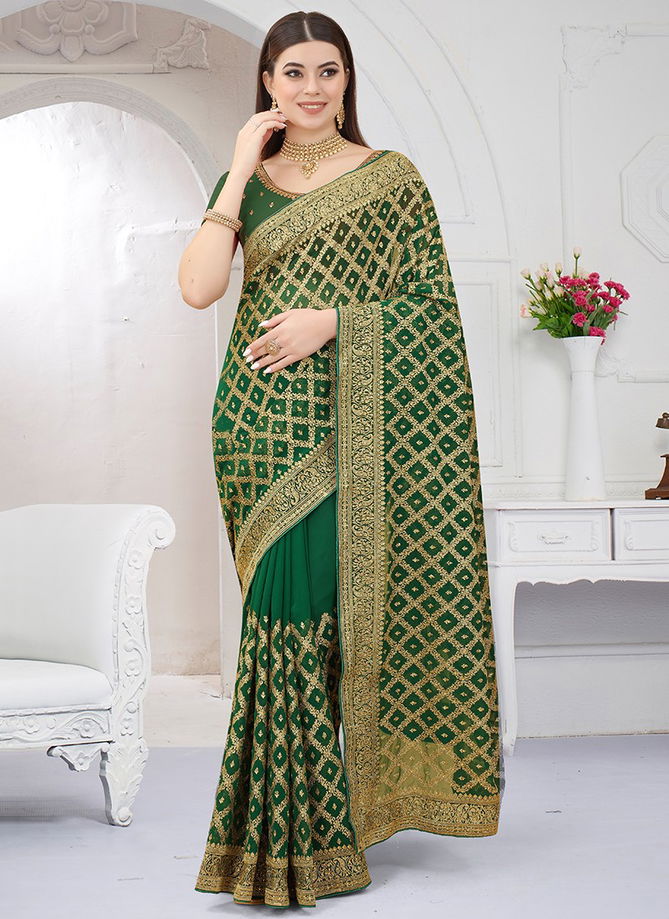 Green Colour Versatile Wholesale Designer Georgette Saree Catalog 1538