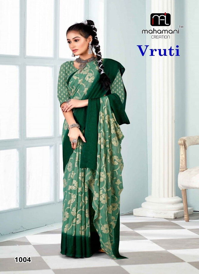 Vruti 1001 To 1006 By Mahamani Creation Foil Print Saree Wholesale Shop In Surat