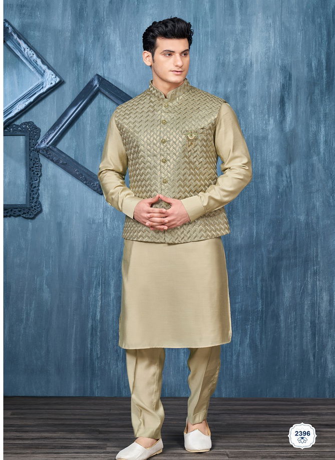 Wedding Wear Art Embroidered Banarasi Silk Mens Modi Jacket Kurta Pajama Wholesale Manufacturers