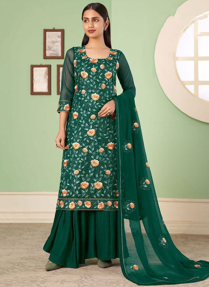 Green Colour Zaida Vol 10 Wholesale Designer Plazzo Suit Catalog 2048 C