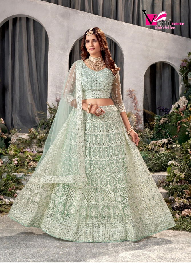 Zeeya Ishani By Varni Net Embroidered Designer Lehenga Choli Catalog