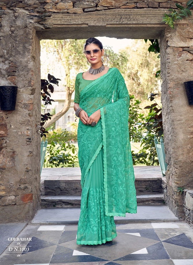 Green Gulbahar By Fashion Lab Georgette Saree Catalog 1003