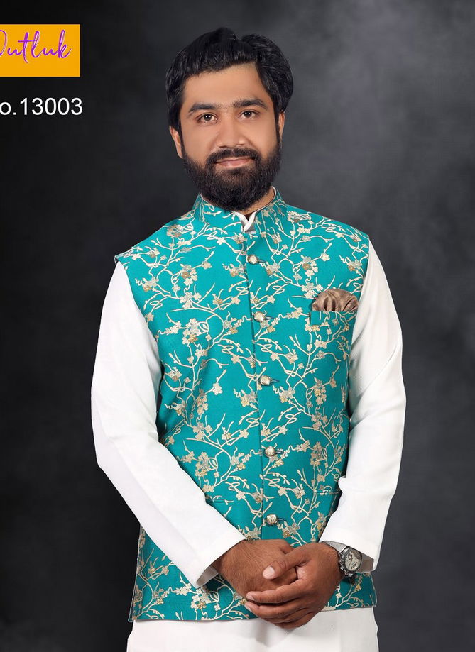 Outluk Vol 13 Eid Special New Designer Festival Wear and Party Wear Jute and Jacquard Printed Modi Jacket Collection