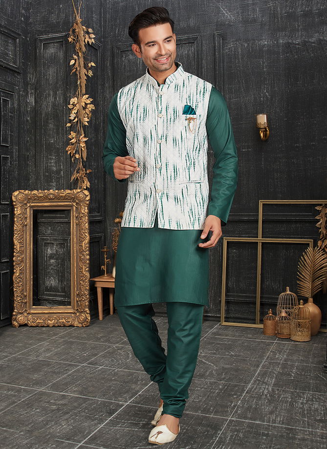 Green Outluk Vol 69 A Function Wear Wholesale Modi Jacket Kurta Pajama 69005 A