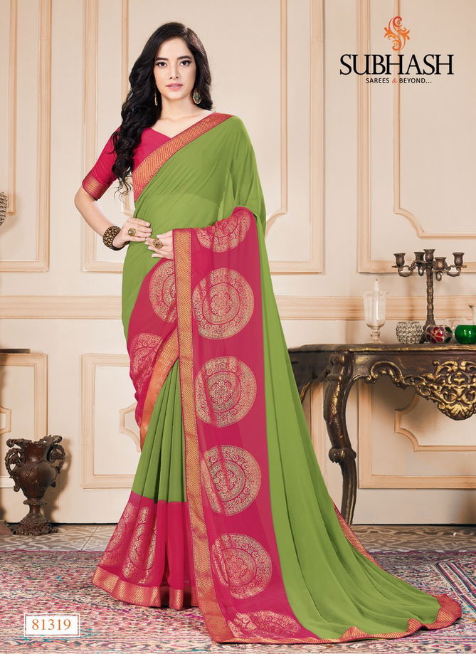 Subhash Saree Heavy Georgette And Pure Chiffon Designer Printed Work Elegant Regular Wear Saree Collections