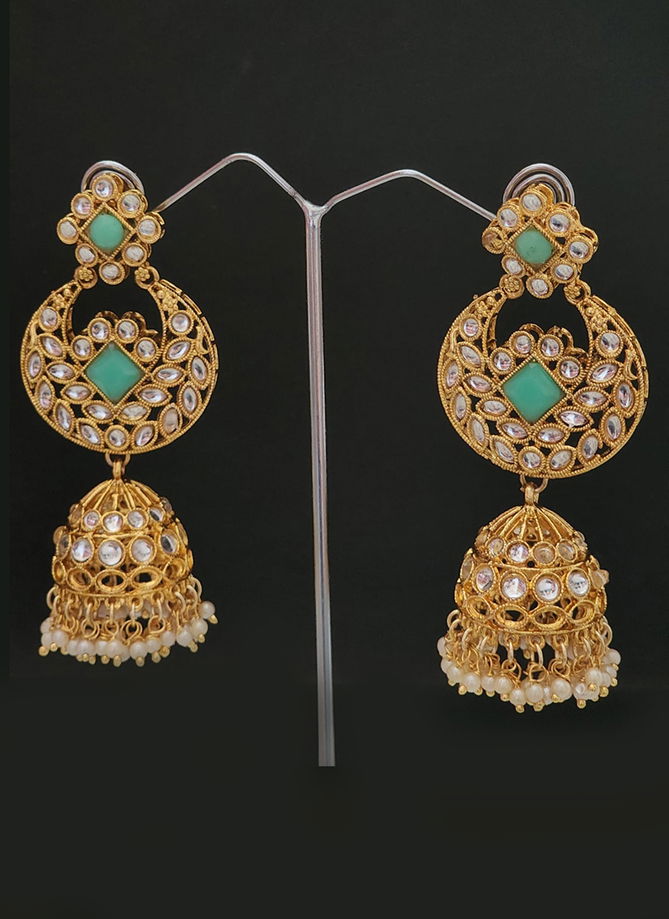 Green Traditional Wear Designer 150 To 161 Earrings Catalog 154