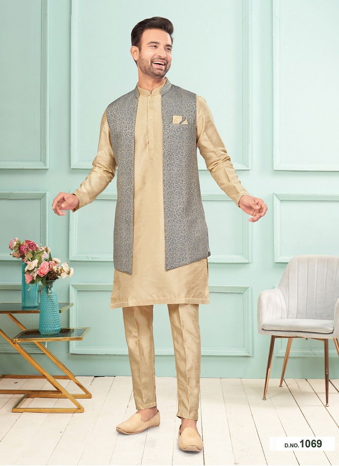 GS Fashion Wedding Wear Mens Designer Modi Jacket Kurta Pajama Wholesale Online