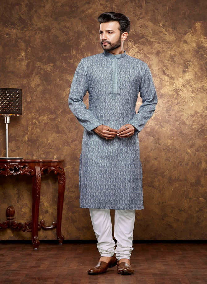 1633 Occasion Mens Wear Poly Cotton Printed Kurta Pajama Surat Wholesale Market