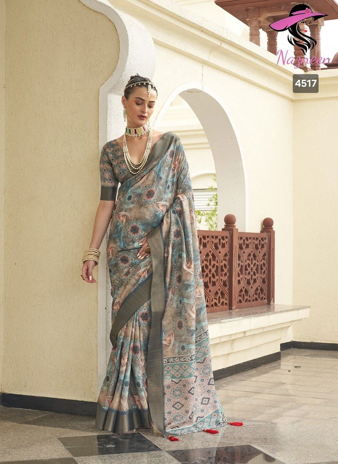 Nirvi By Nazneen Silk Digital Printed Designer Saree Catalog