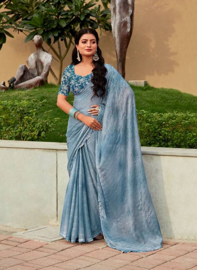 Oliva By Stavan 3D Shaded Chiffon Embroidery Saree Wholesale Online