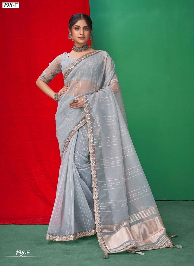 Sumitra 198 A To 198 F Organza Lining With Coding Jari Work Border Saree Manufacturers