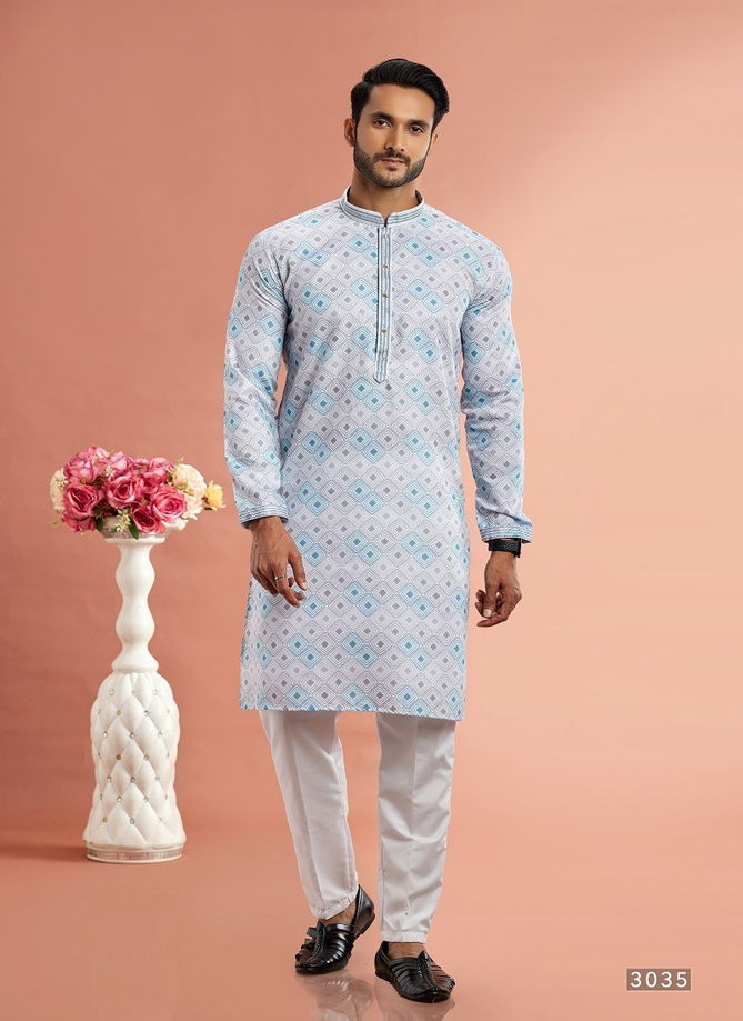 Function Mens Wear Printed Cotton Stright Kurta Pajama Suppliers In India