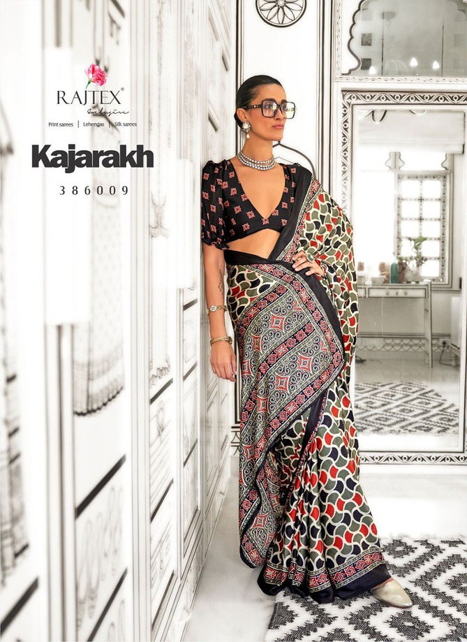 Kajarakh By Rajtex Printed Satin Crepe Best Sarees Wholesale Shop In Surat