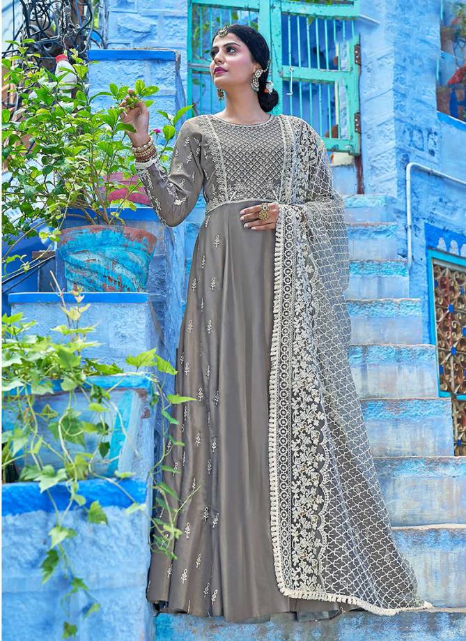 Virasat Muslin New Designer Lucknowi Work Readymade Anarkali Suits Collection 1043-1046