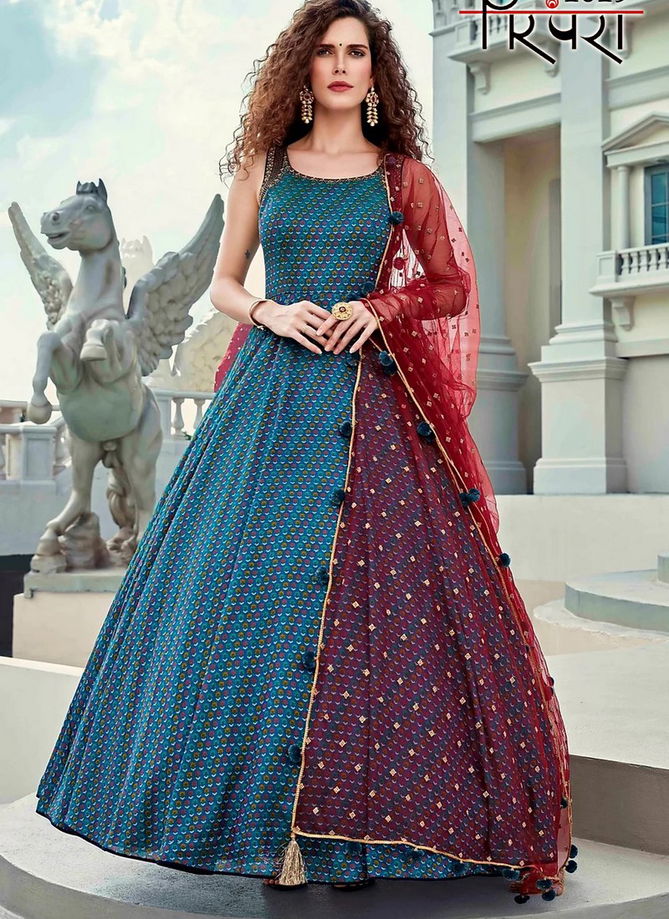 Parampra Vol 4 Latest Heavy Faux Georgette Printed With Embroidery Work Long Gown Collection 