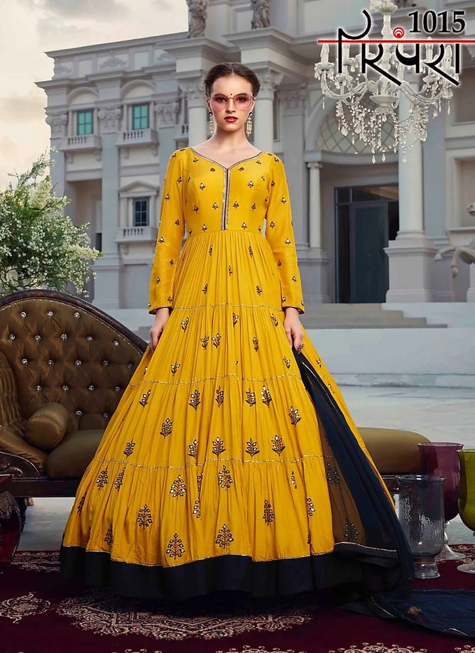 Parampra Vol 4 Latest Heavy Faux Georgette Printed With Embroidery Work Long Gown Collection 