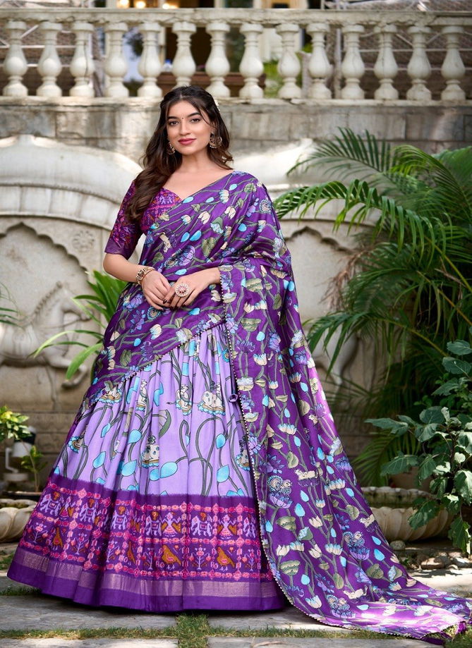 Ishanya By Aawiya Tussar Silk Printed Designer Lehenga Choli Exporters In India