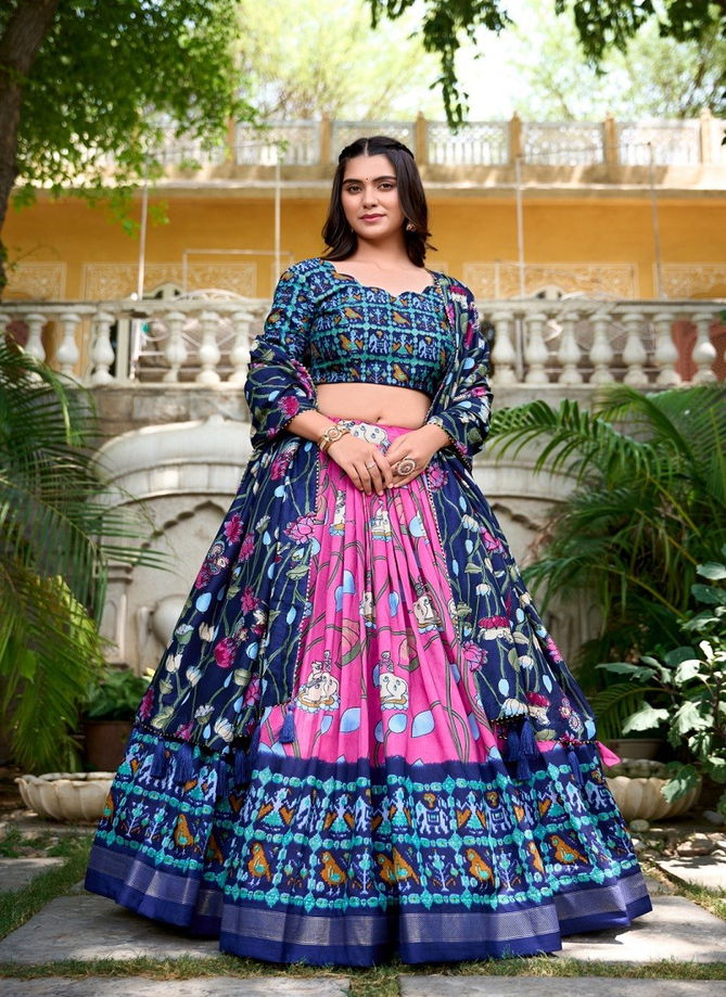 Ishanya By Aawiya Tussar Silk Printed Designer Lehenga Choli Exporters In India