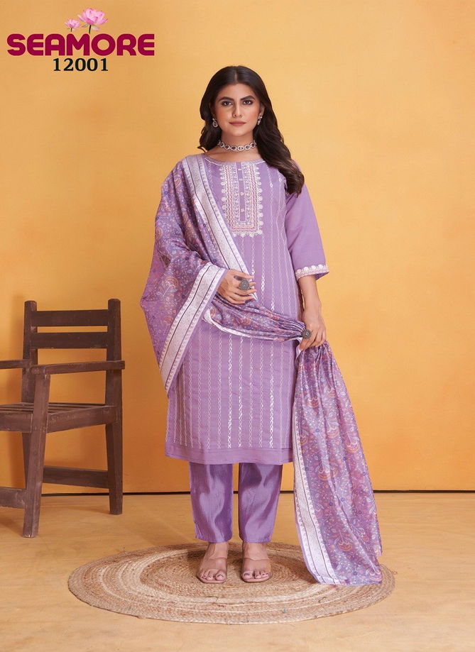 Savariya By Seamore Roman Silk Embroidery Kurti With Bottom Dupatta Exporters In India