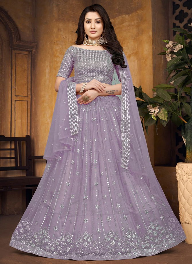 Lavendar Colour Raazi Mirror Magic Rama Designer Wholesale Party Wear Lehenga Choli Catalog 11018 I