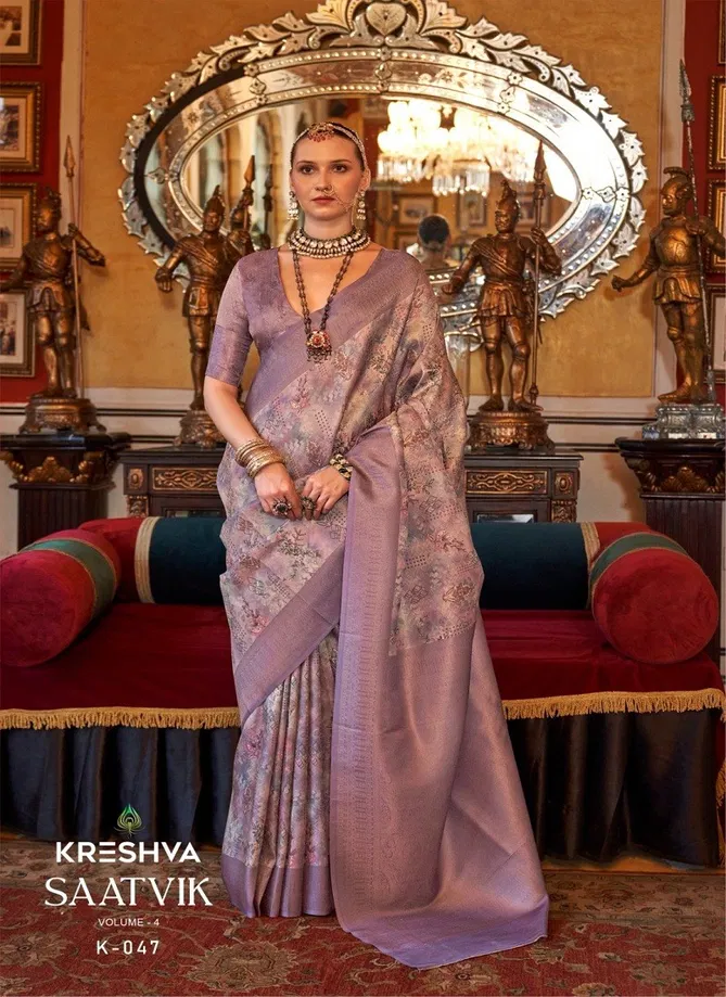 Saatvik Vol 4 By Kreshva Tusser Silk Digital Printed Saree Orders In India