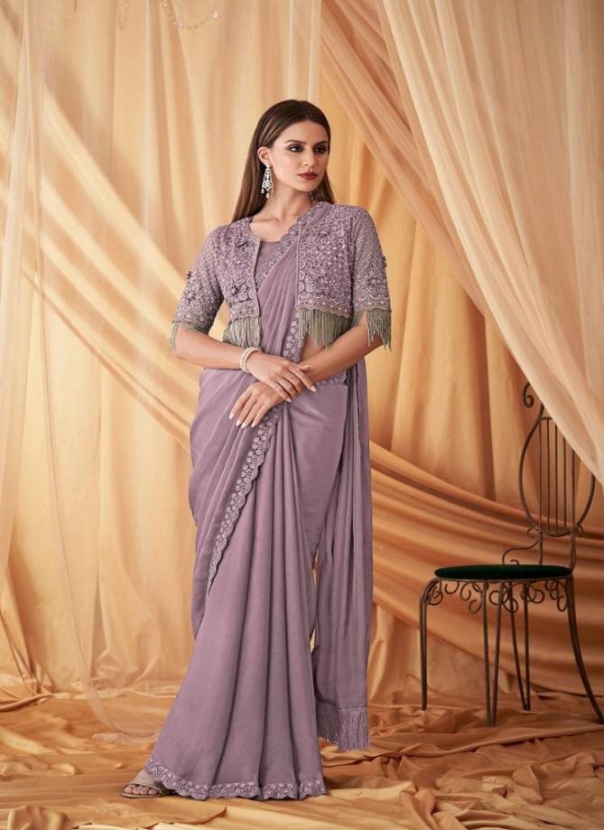 Sparkle 7612 Hit By TFH Desginer Sartin Georgette Designer Party Wear Jacket With Saree Wholesale In Delhi