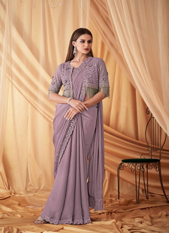 Sparkle 7612 Hit By TFH Desginer Sartin Georgette Designer Party Wear Jacket With Saree Wholesale In Delhi