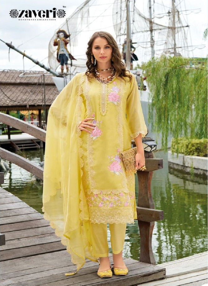 Aanchal By Zaveri Organza Embroidery Kurti With Bottom Dupatta Orders In India