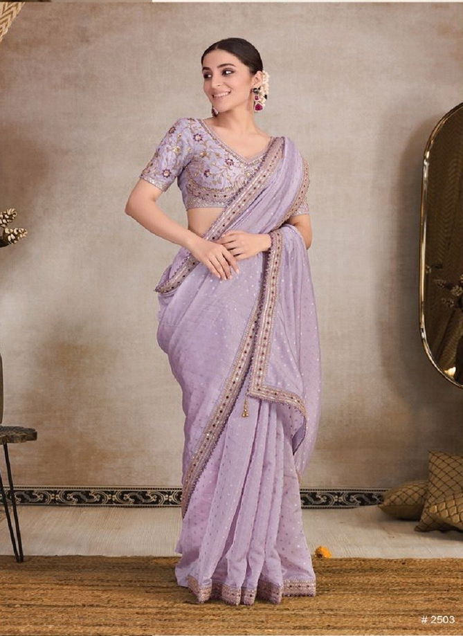 Gulabi By Renik Fashion Heavy Embroidery Organza Saree Suppliers In India